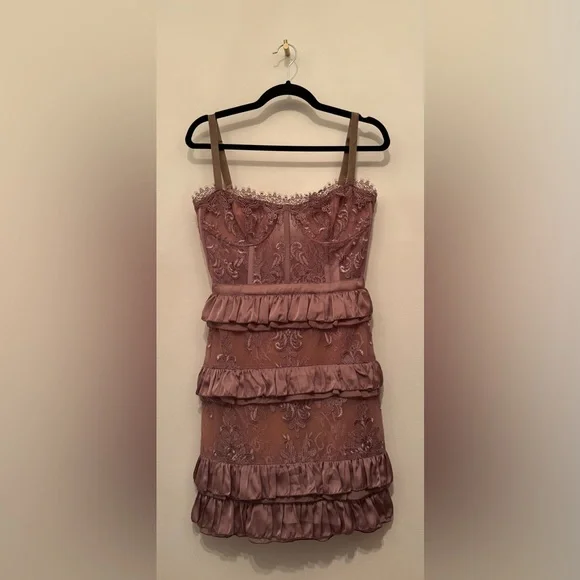 V. Chapman Peony Dress Mini Ruffle Corset Edelberry Pink Purple - Picture 2 of 7